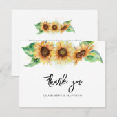 花のサンフラワーグリーンエレガントブライズシャワー サンキューカード (正面/裏面)