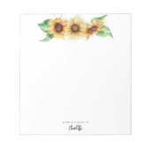 花のサンフラワーグリーン シンプル ボタニカル ノートパッド (正面)