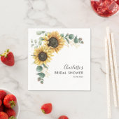 花のサンフラワーブルームスクリプト ブライダルシャワーペーパー スタンダードカクテルナプキン (インサイチュ)