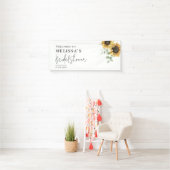 花のサンフラワー ユーカリの葉 ブライダルシャワー 横断幕 (インサイチュ)