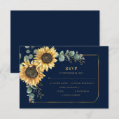 花のサンフラワー ユーカリ グロメトリック 出欠カード (正面/裏面)