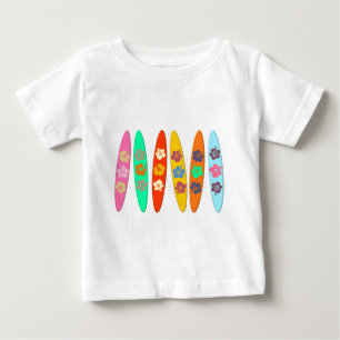 花のサーフボード ベビーTシャツ