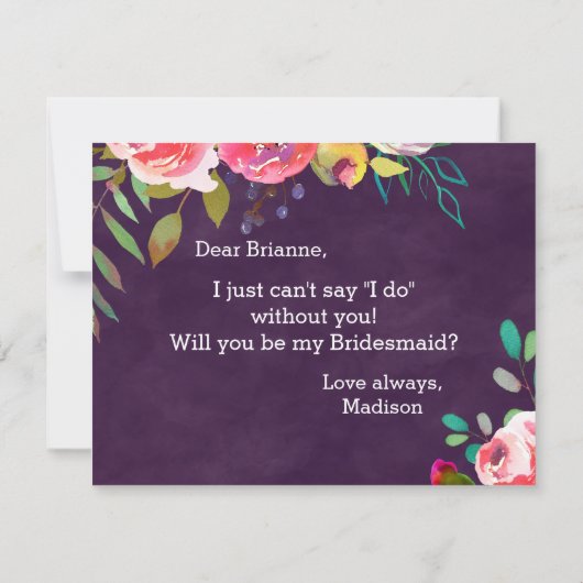 花のシックなフローラは私の花嫁になる 招待状 (裏面)