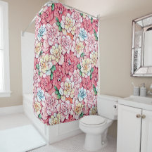 花のシャワーカーテン