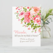 花のシャワー私のメイド・オブ・オーナー（花嫁付き添い人）ですか。 |のピンク 招待状 (スタンド正面)