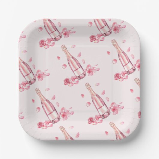 花のシャンパン | ブライダルシャワーの朝食 ペーパープレート (正面)