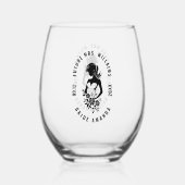 花のシルエットを持つパーソナライズ可能な文字花嫁 ステムなしワイングラス (裏面)