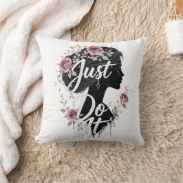 花のシルエットJust Do Itのスロー枕 クッション
