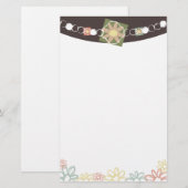 花のジュエリーのネックレスの文房具 便箋 (正面/裏面)