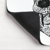 花のスカルの落書き マウスパッド (コーナー)