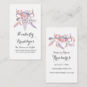 花のスカルのbohoの水彩画 名刺 (正面/裏面)