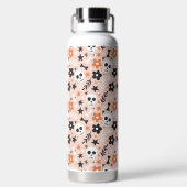 花のスカル模様 ウォーターボトル (背面)