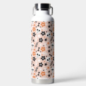 花のスカル模様 ウォーターボトル (正面)
