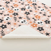 花のスカル模様 シェルパブランケット (3/4)