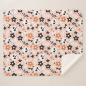 花のスカル模様 シェルパブランケット (正面(横))