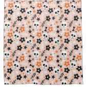 花のスカル模様 シャワーカーテン (正面)