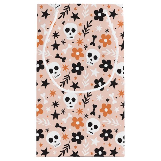 花のスカル模様 スモールペーパーバッグ (裏面)