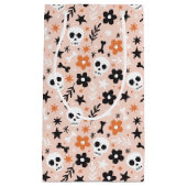 花のスカル模様 スモールペーパーバッグ (正面)