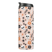 花のスカル模様 タンブラー (回転右)