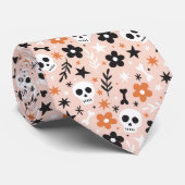 花のスカル模様 ネクタイ (ロール)