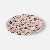 花のスカル模様 ペーパープレート (アングル)