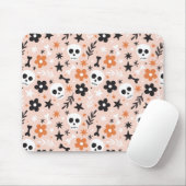 花のスカル模様 マウスパッド (マウス)