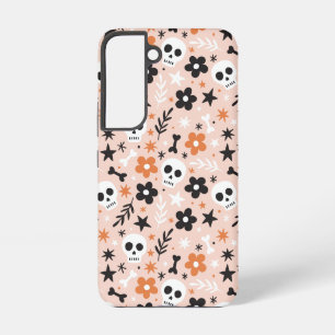 花のスカル模様 SAMSUNG GALAXY S22ケース