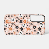 花のスカル模様 SAMSUNG GALAXYケース (裏面横)