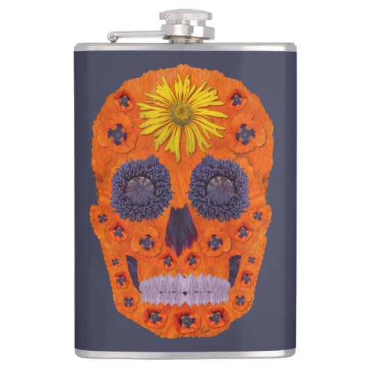 花のスカル1 フラスク (正面)