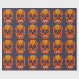 花のスカル1 ラッピングペーパー
