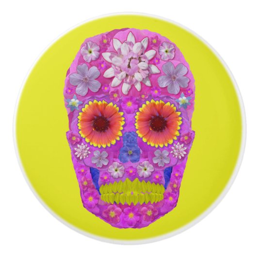 花のスカル2 セラミックノブ (正面)