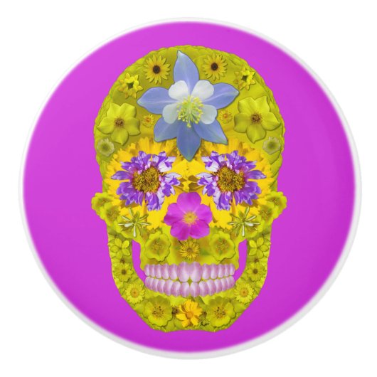 花のスカル3 セラミックノブ (正面)