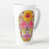 花のスカル4 – トロピカル カフェラテマグ (右アングル)