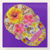 花のスカル4 – トロピカル ガラスコースター (正面)