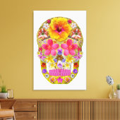花のスカル4 – トロピカル キャンバスプリント (インサイチュ (リビング))