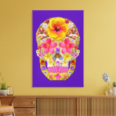 花のスカル4 – トロピカル キャンバスプリント (インサイチュ (リビング))