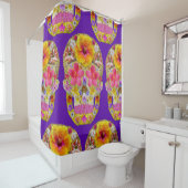 花のスカル4 – トロピカル シャワーカーテン (インサイチュ)