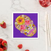 花のスカル4 – トロピカル スタンダードカクテルナプキン (インサイチュ)