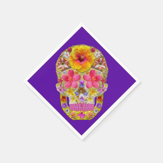 花のスカル4 – トロピカル スタンダードカクテルナプキン (角)
