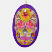 花のスカル4 – トロピカル セラミックオーナメント (左)