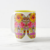 花のスカル4 – トロピカル ツートーンマグカップ (正面左)