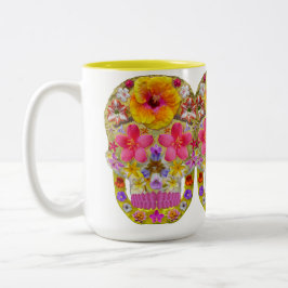 花のスカル4 – トロピカル ツートーンマグカップ