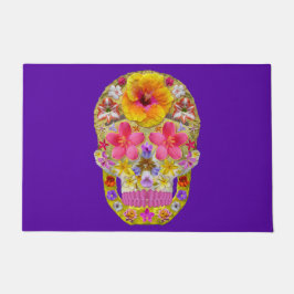 花のスカル4 – トロピカル ドアマット