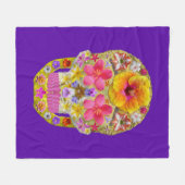 花のスカル4 – トロピカル フリースブランケット (正面(横))