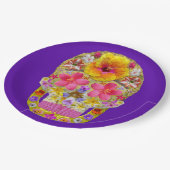 花のスカル4 – トロピカル ペーパープレート (アングル)