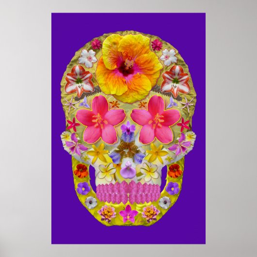 花のスカル4 – トロピカル ポスター (正面)