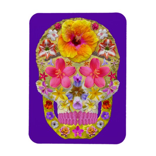 花のスカル4 – トロピカル マグネット (縦)