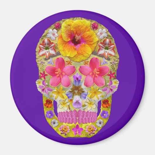 花のスカル4 – トロピカル マグネット (正面)