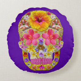 花のスカル4 – トロピカル ラウンドクッション