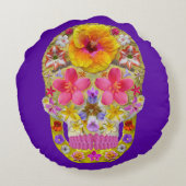 花のスカル4 – トロピカル ラウンドクッション (裏面)